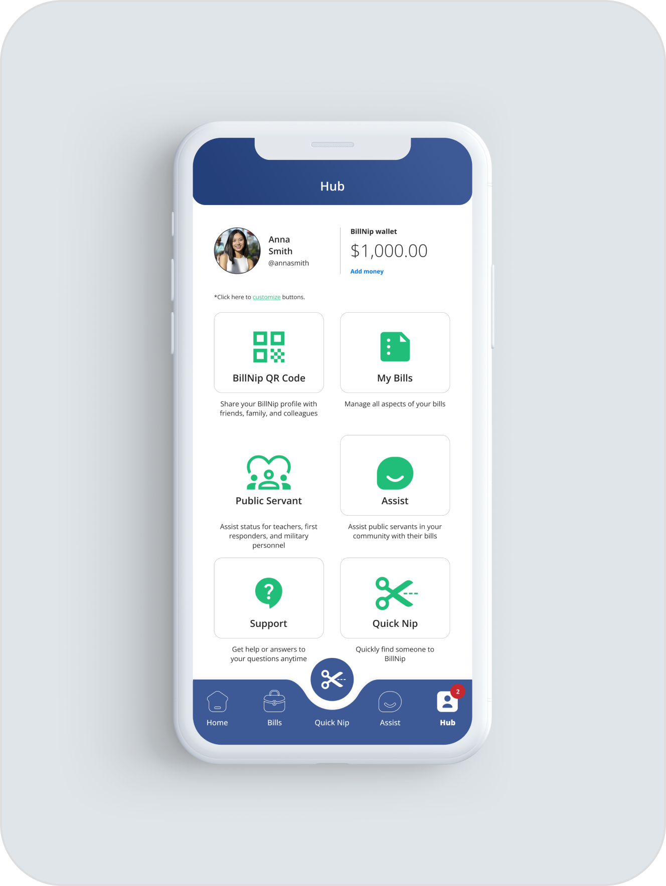 BillNip Cash mobile screen